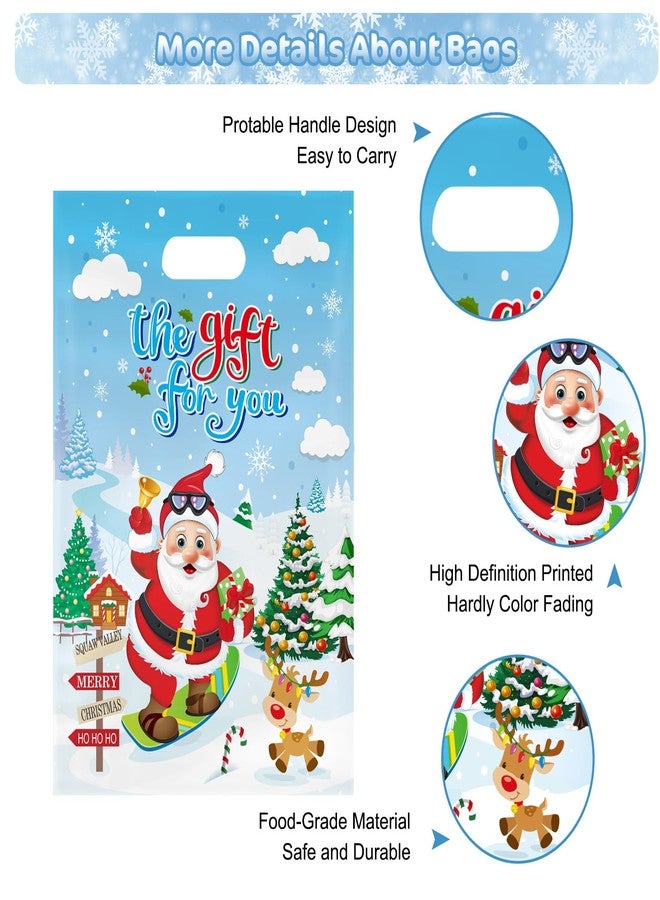 PERFQU 40 Pcs Merry Christmas Gift Bags with Handles - Winter Xmas Treat Bags for Kids, Cool Santa Claus Plastic Small Candy Goody Goodie Snack Bags Bulk for Christmas Party Decorations Supplies Favors - Image 5